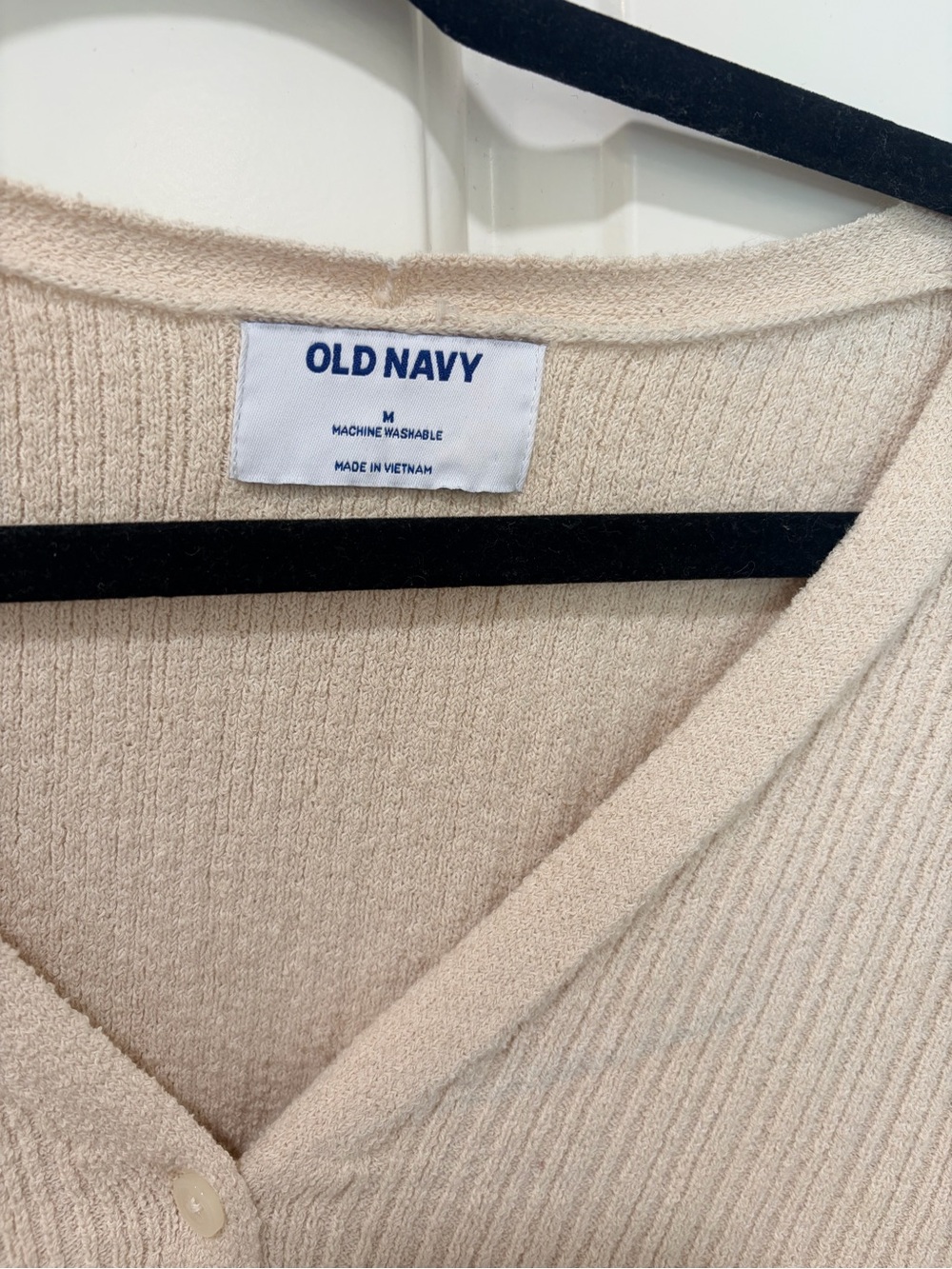 Old Navy Cream Ribbed V-Neck Cardigan